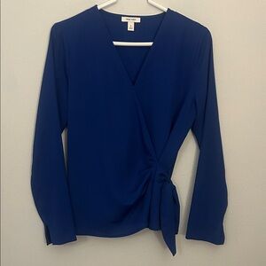 Nine West Royal Blue Wrap Tie Top